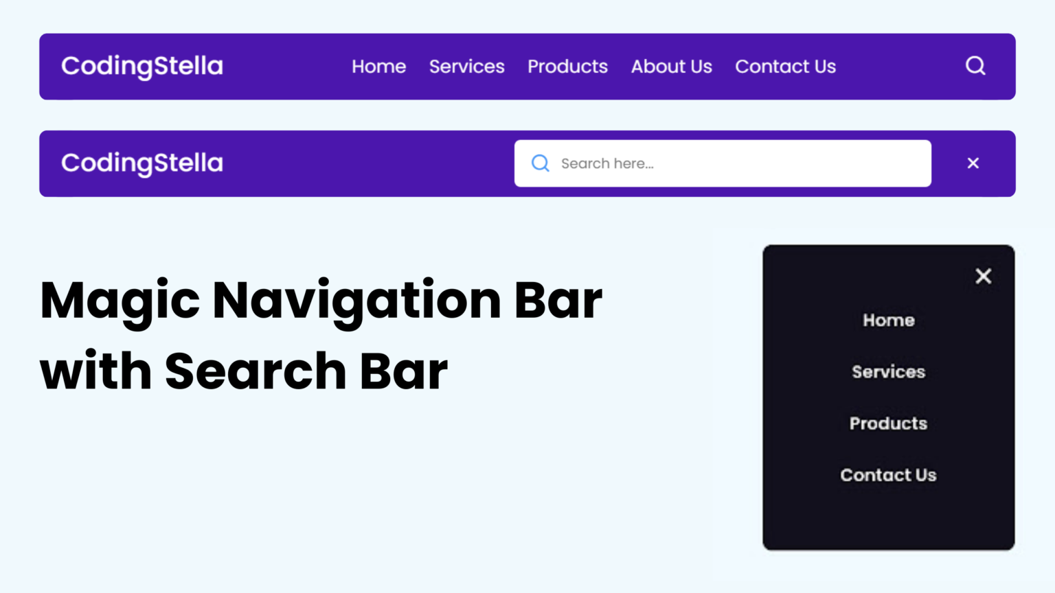 How To Make Responsive Navigation Bar In HTML CSS & JavaScript | Coding ...